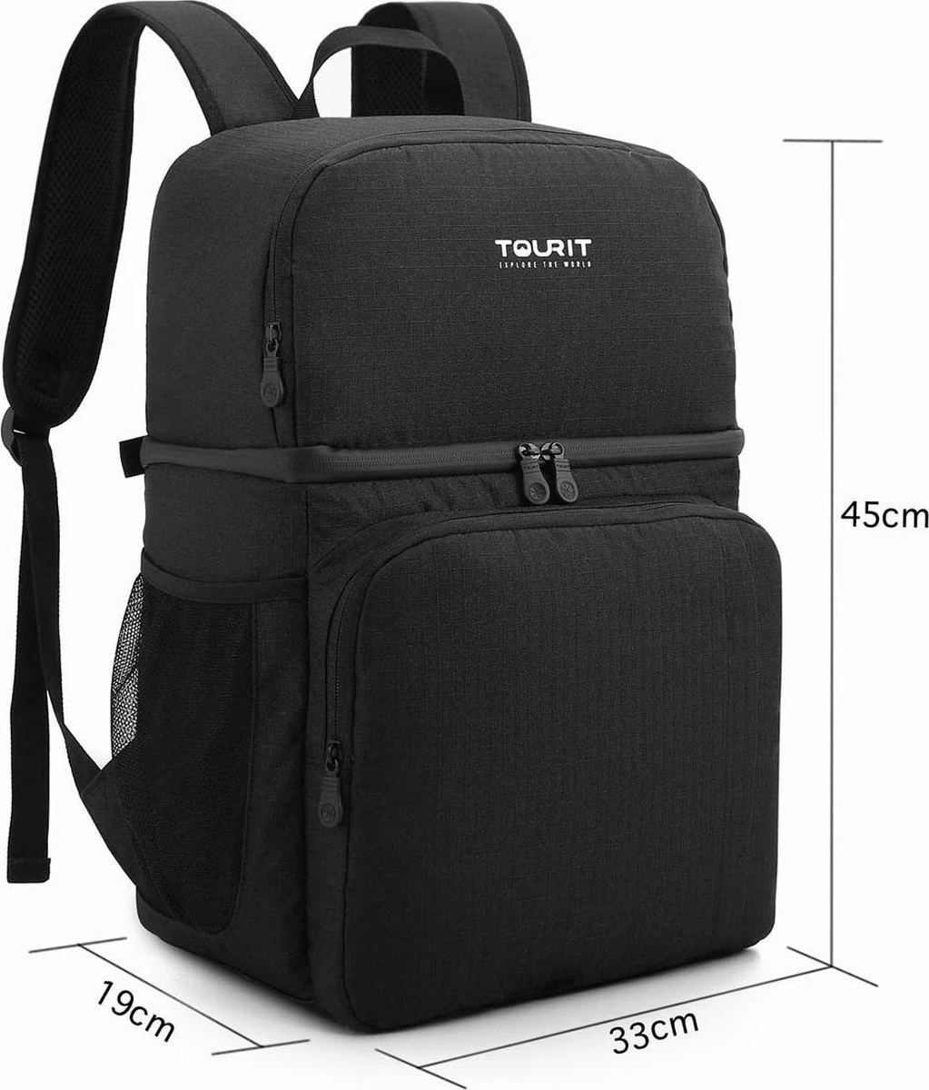 Koeltas Rugzak (28L) - Geschikt Voor 16 Blikjes - Lunchtas Voor Dames En Heren - Zwart - Afbeelding 4