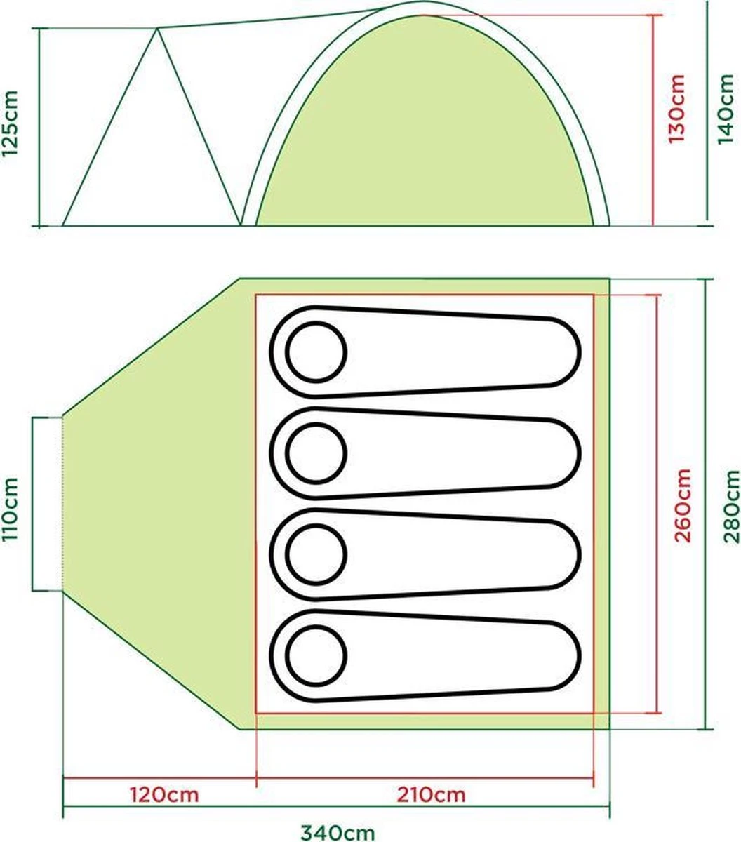 Coleman Darwin 4 Plus Koepeltent - 4-Persoons - Groen - Afbeelding 9