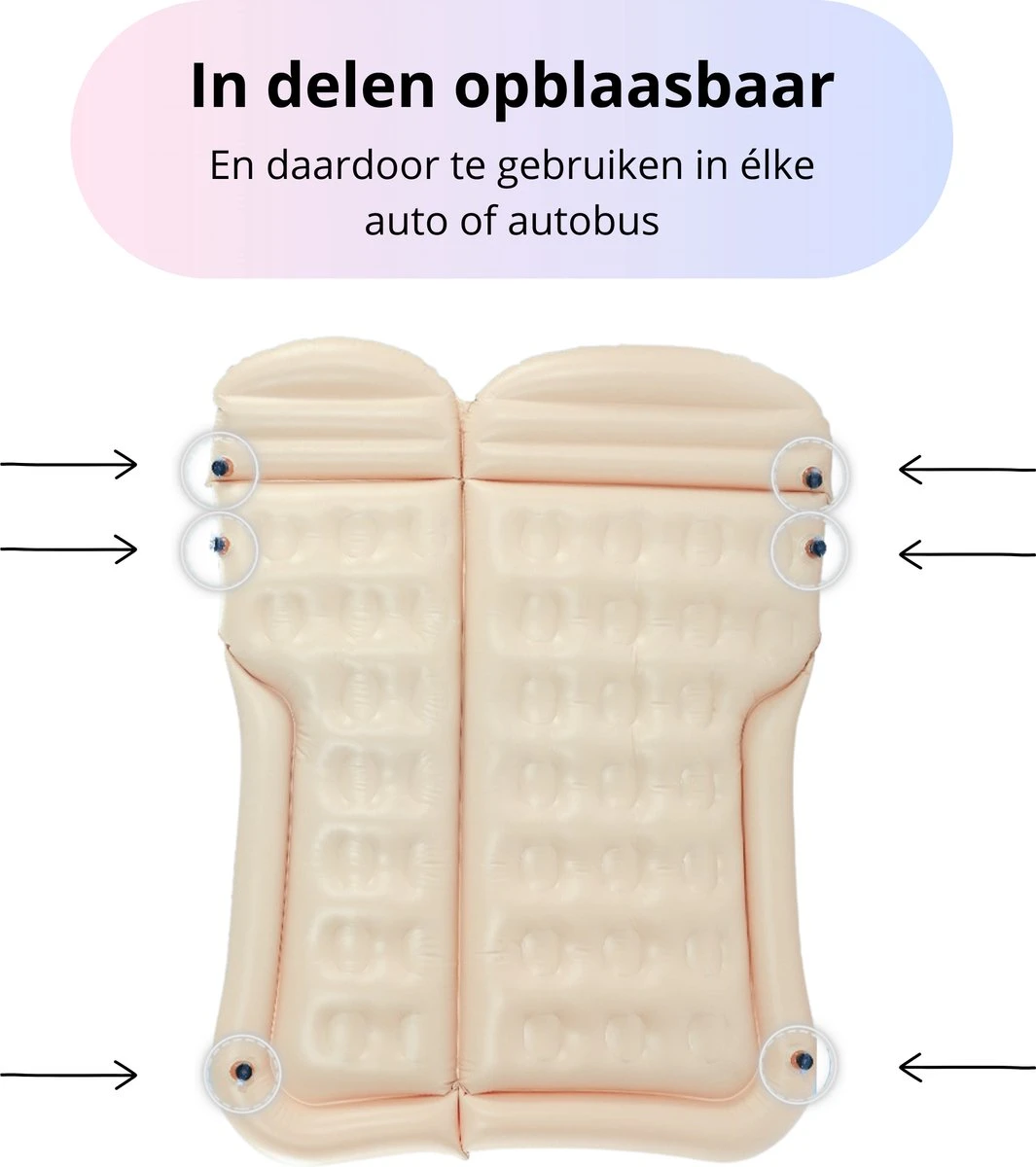 Opblaasbaar Auto Matras - Auto Luchtbed Grijs - Achterbank En Achterbak - Tweepersoons 3-in-1 Universeel Automatras - Inclusief Elektrische Pomp En Accessoires - Kampeer Luchtbed Voor Reizen - Afbeelding 4