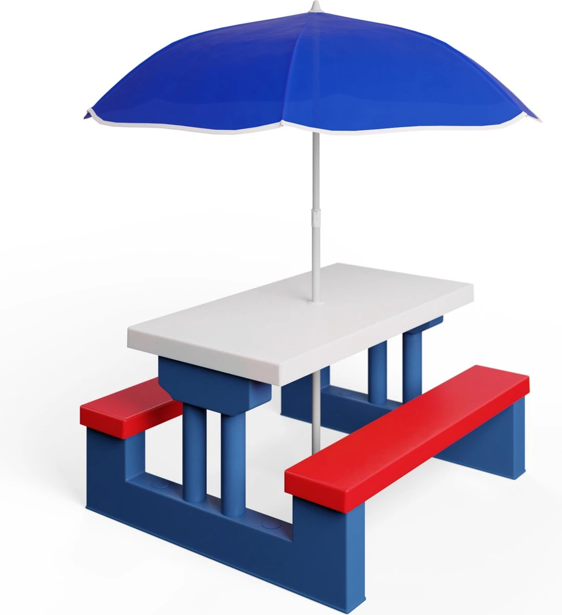 Merkloos Kinder Picknicktafel Met Parasol - Blauw - Afbeelding 8