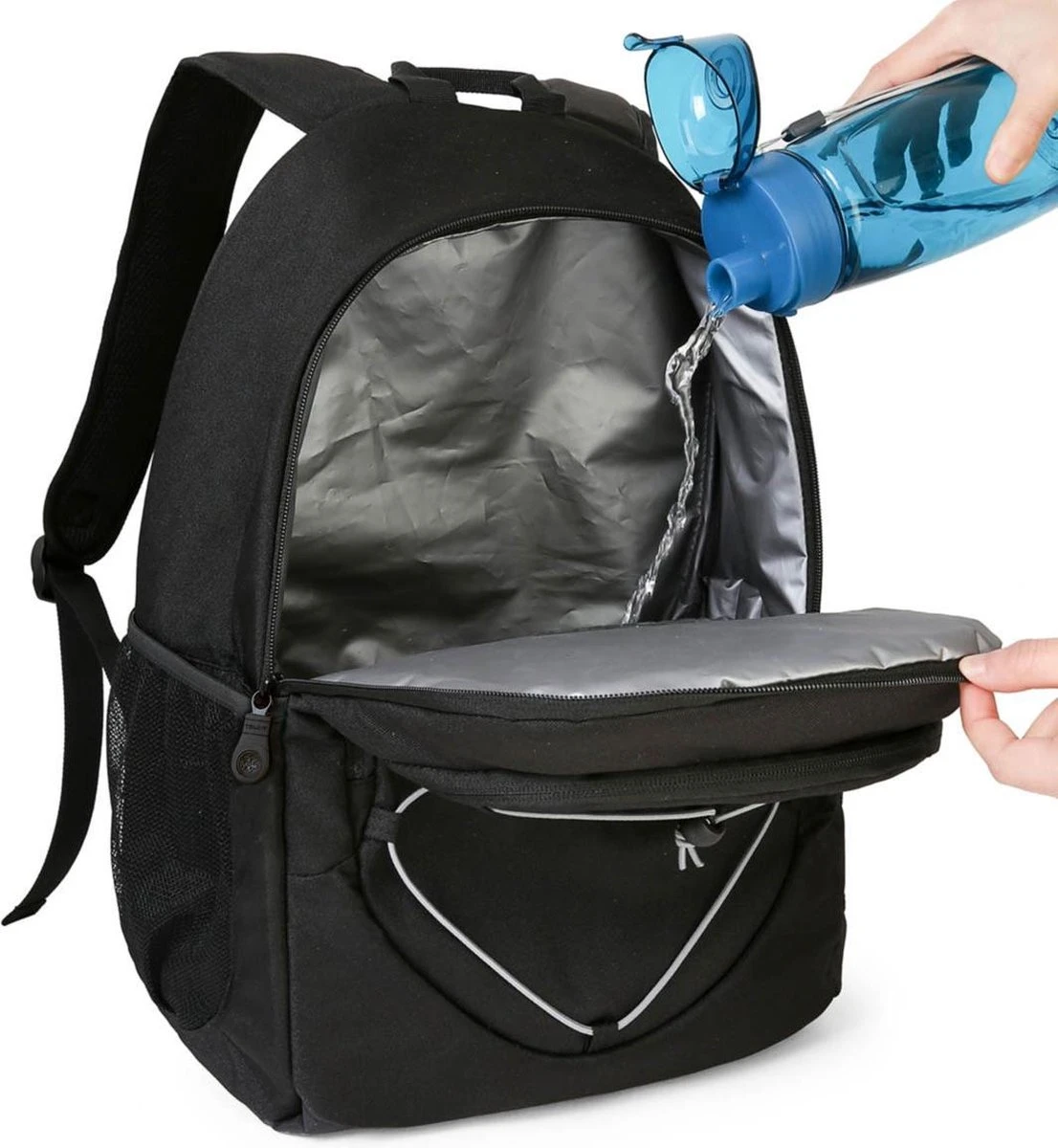 Koeltas Rugzak (25L) - Geschikt Voor 28 Blikjes - Lunchtas Voor Dames En Heren - Zwart - Afbeelding 8