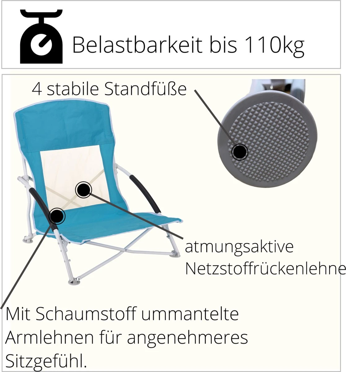 JEMIDI Lichtgewicht Inklapbare Draagbare Strandstoel - Opvouwbare Campingstoel Met Draagtas - Ademend En Comfortabel - Afbeelding 3
