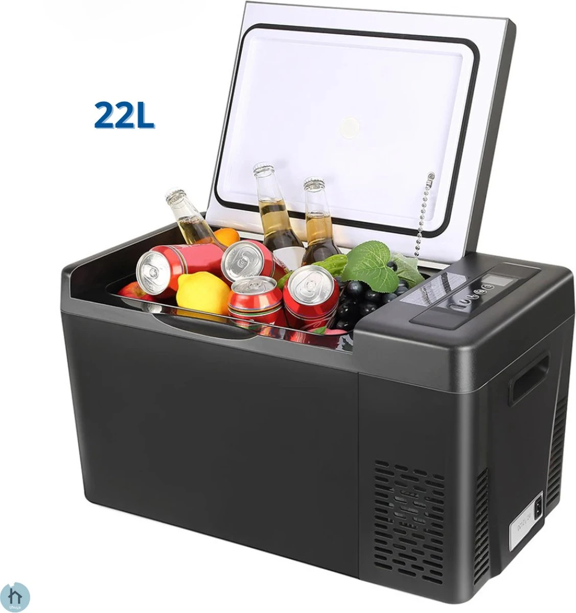 Elektrische Koelbox 12v 230 Volt - Coolbox 45 DB - Hybride Koelbox Voor Auto En Stopcontact -22 Tot +25 Graden - 22 Liter