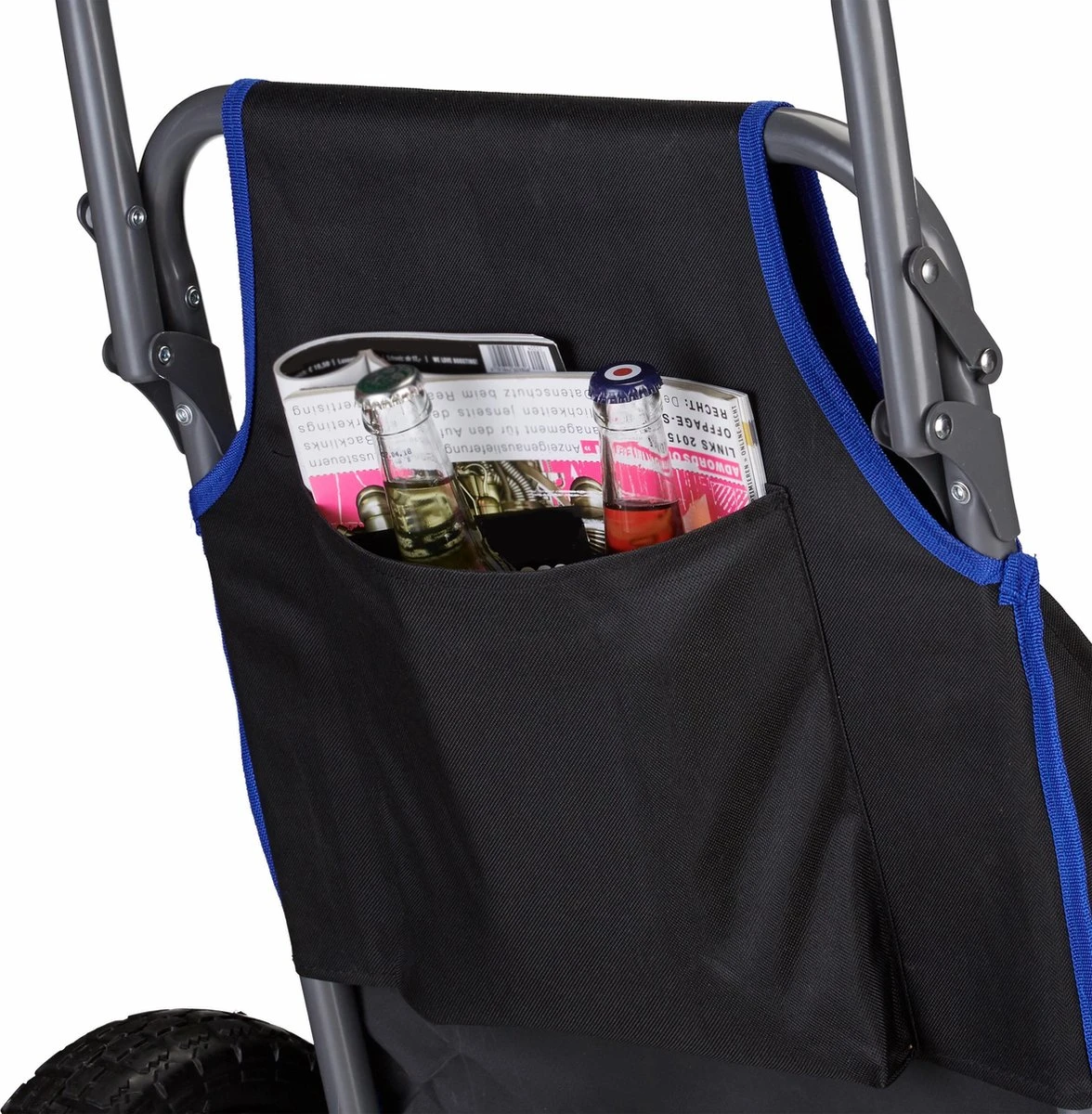 Relaxdays Strandkar Opvouwbaar - Strandstoel Met Zonnedak - Strand Stoel Op Wielen - Afbeelding 3