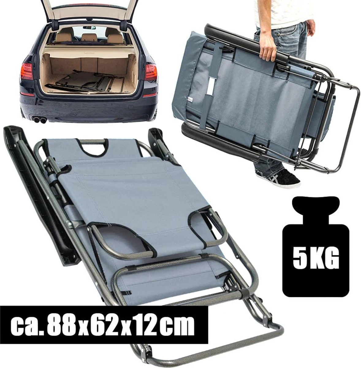 Ligstoel Opvouwbaar 155x60cm - Lichte Ligbed Relaxstoel Tuinstoel Campingstoel Strandstoel - Afbeelding 12