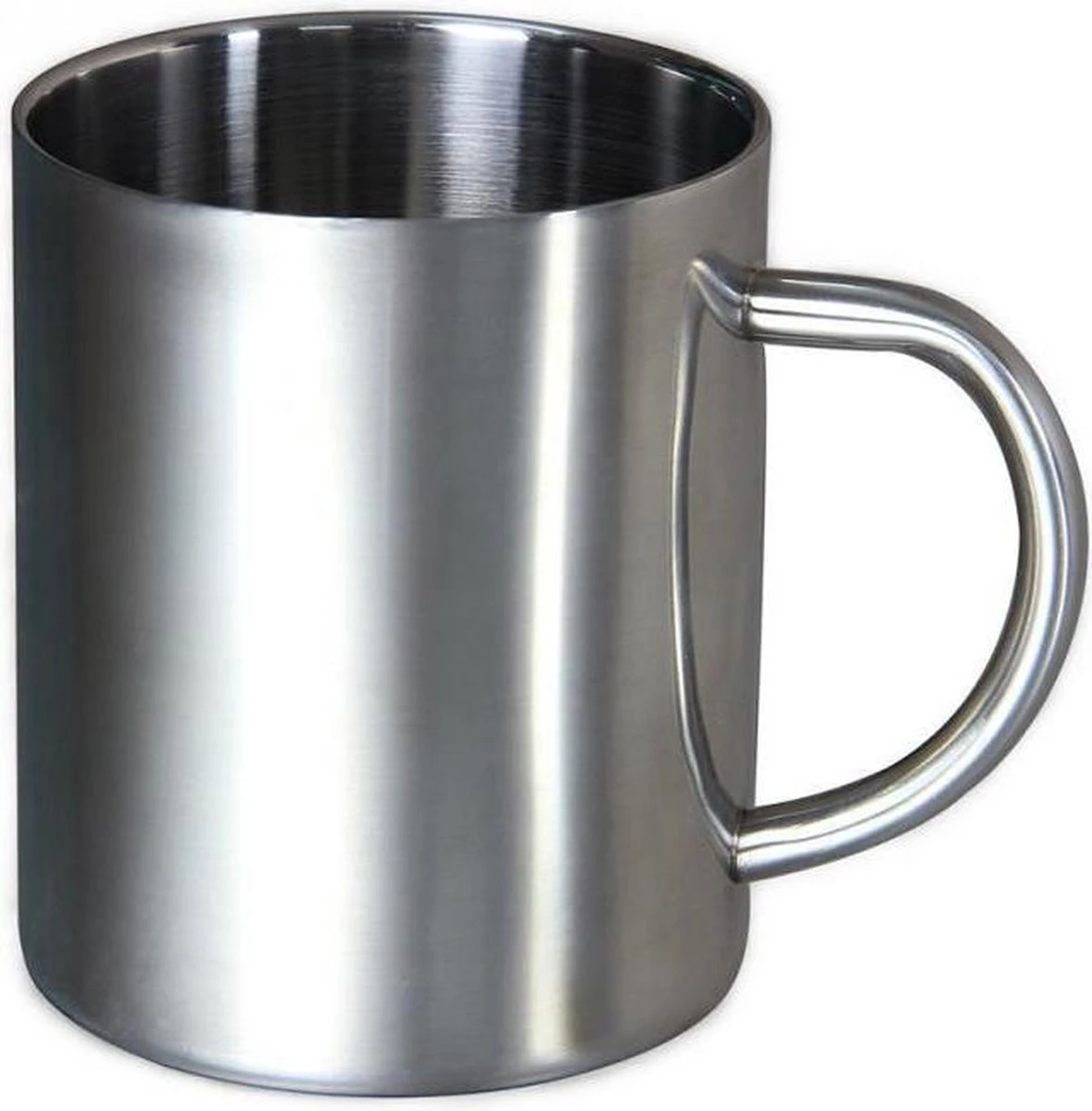 Merkloos RVS Beker - Mok - Koffiebeker - Koffiemok - Reisbeker - Reismok - Dubbelwandig - Roestvrij Staal