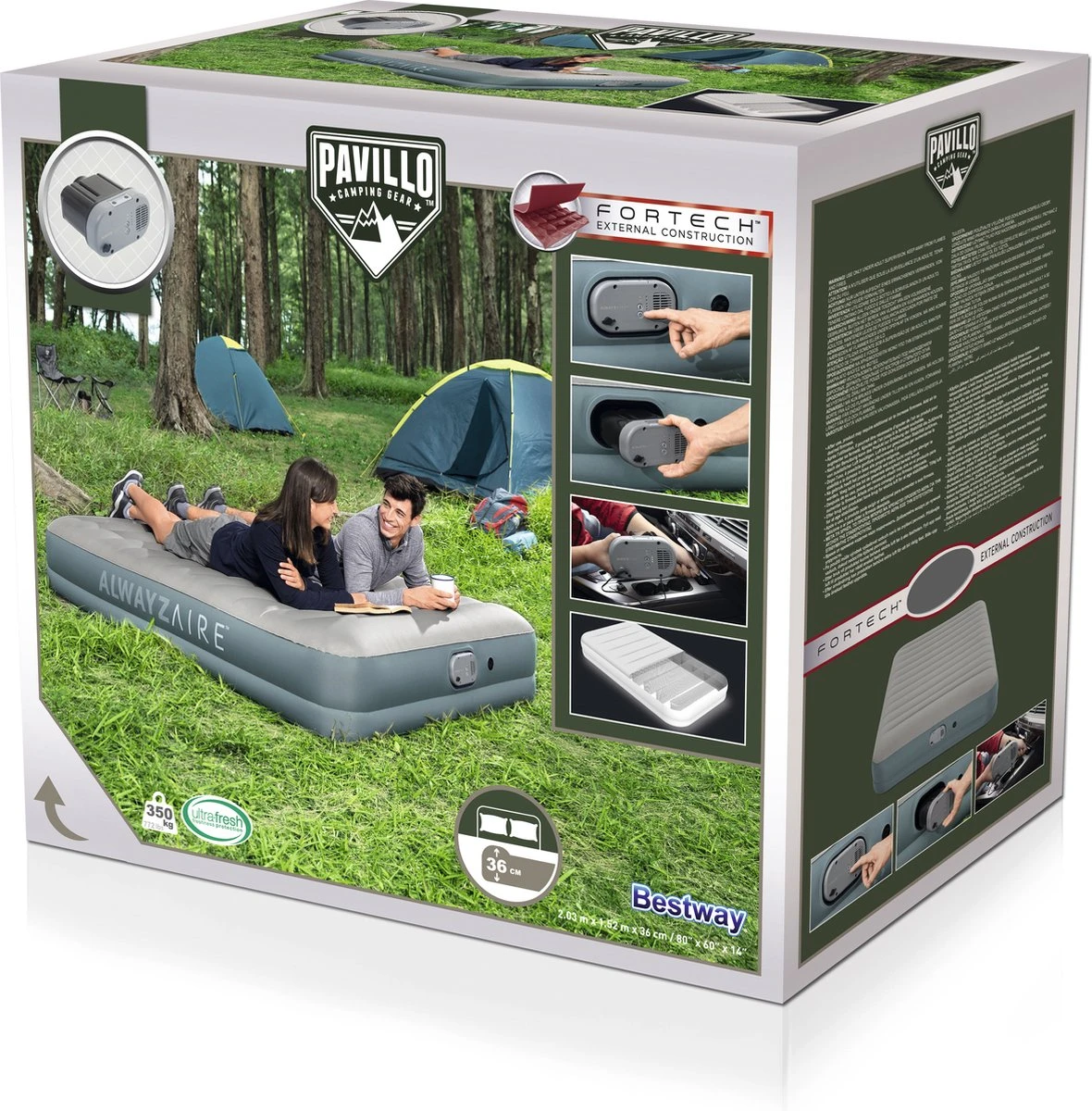 Bestway Luchtbed - 2 Personen - PVC/Polyester - Ingebouwde Oplaadbare Pomp - Fortech™ Materiaal - I-Beam Constructie - Ingebouwd Kussen - Afbeelding 17