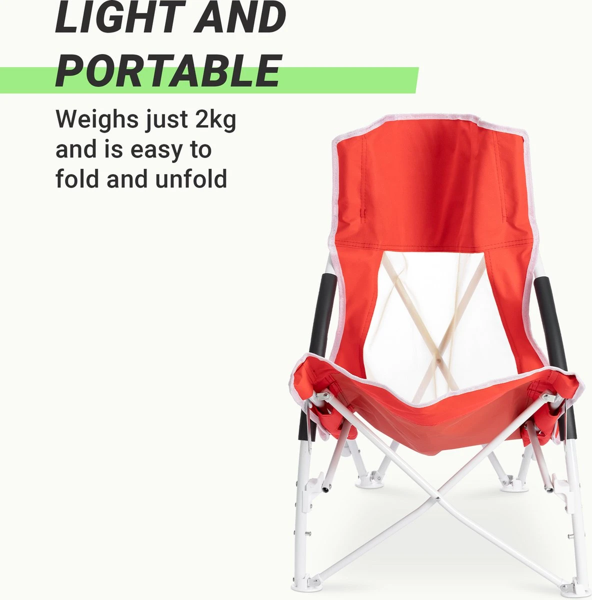 JEMIDI Lichtgewicht Inklapbare Draagbare Strandstoel - Opvouwbare Campingstoel Met Draagtas - Ademend En Comfortabel - Afbeelding 5