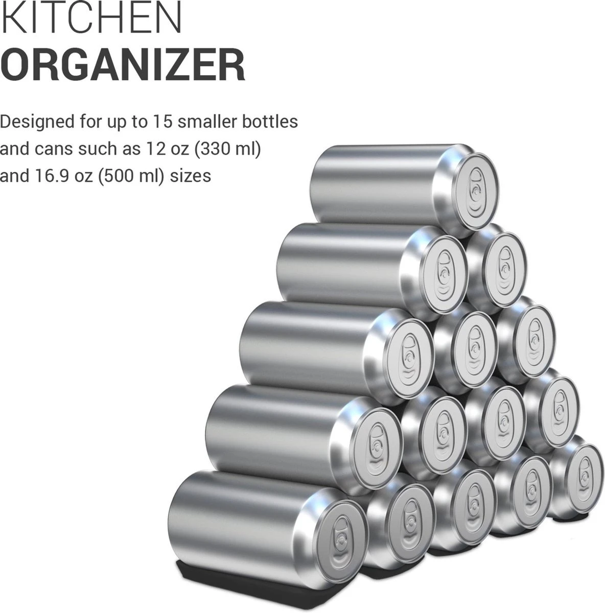 Kwmobile 1x Opvouwbare Houder Voor Flessen En Blikjes - Voor Koelkast En Voorraadkast - Siliconen Flessenhouder In Zwart - 31 X 9,5 X 1 Cm - Afbeelding 6