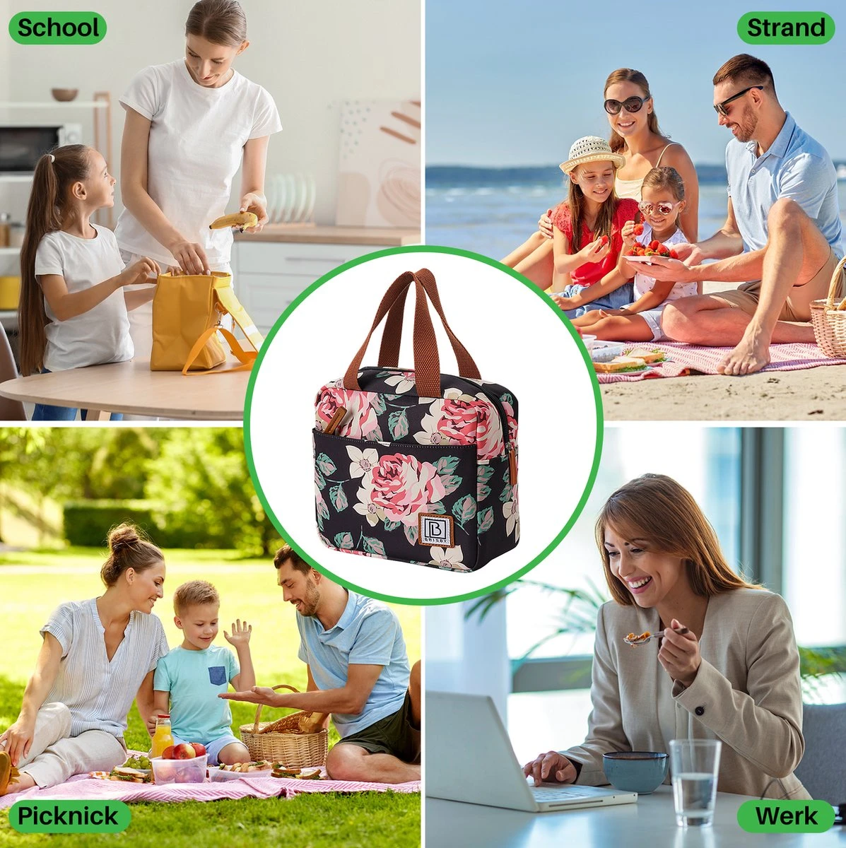 Brisby 4 Laags Geïsoleerde Koeltas - Lunchtas 4 Liter - Bloemetjes - Afbeelding 9