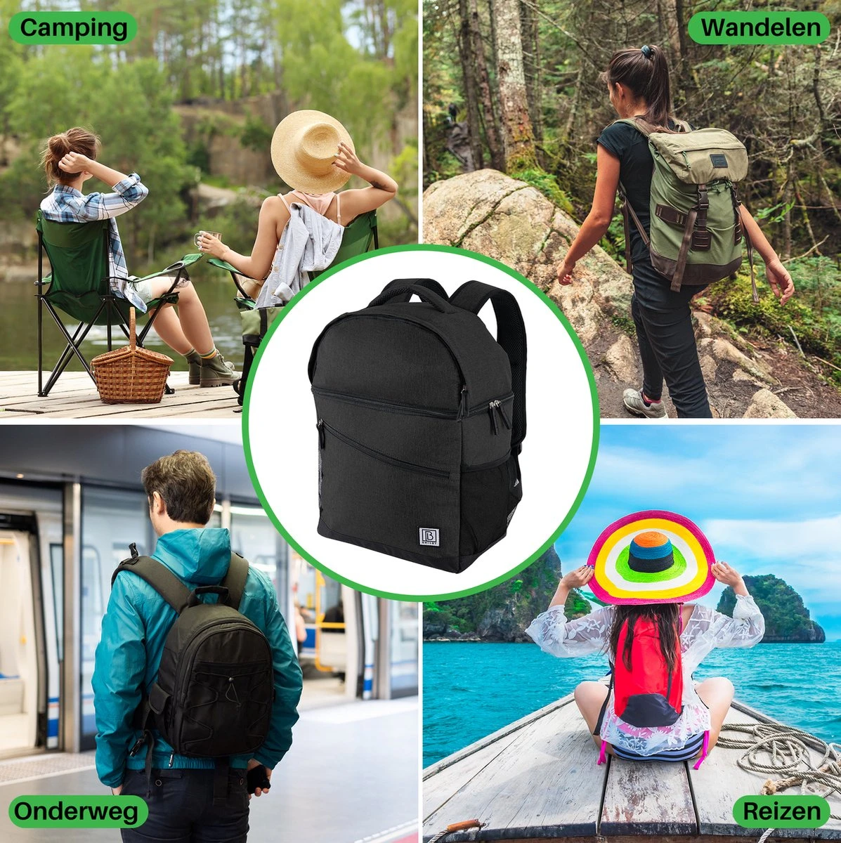 Brisby 4 Laags Geïsoleerde Koeltas Rugzak - 25 Liter - Met Handige Vakken Voor Bestek En Essentials - Waterafstotend Materiaal - Zwart - Afbeelding 7