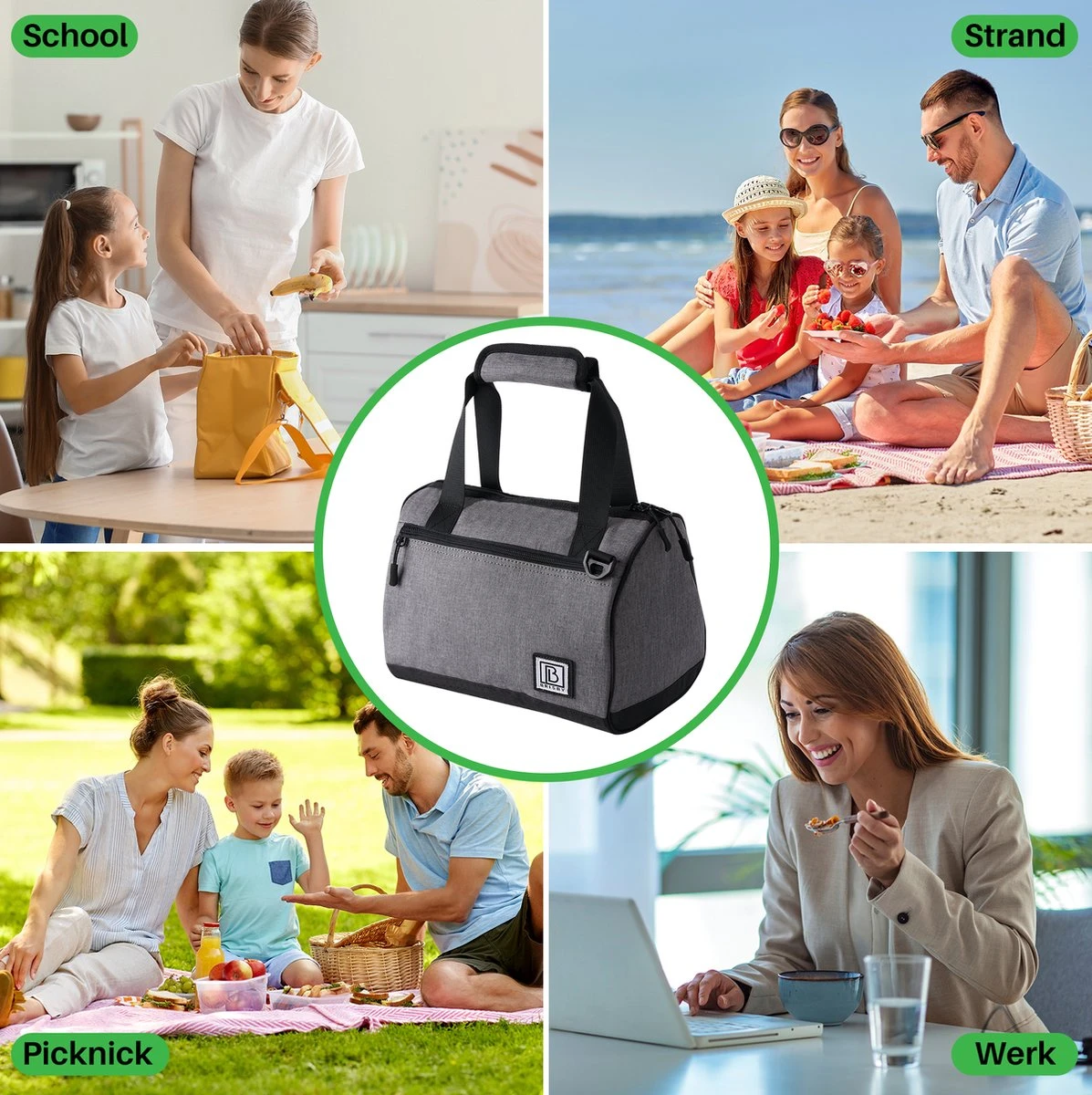 Brisby 4 Laags Geïsoleerde Koeltas - Lunchtas 10 Liter - Donkergrijs - Afbeelding 4