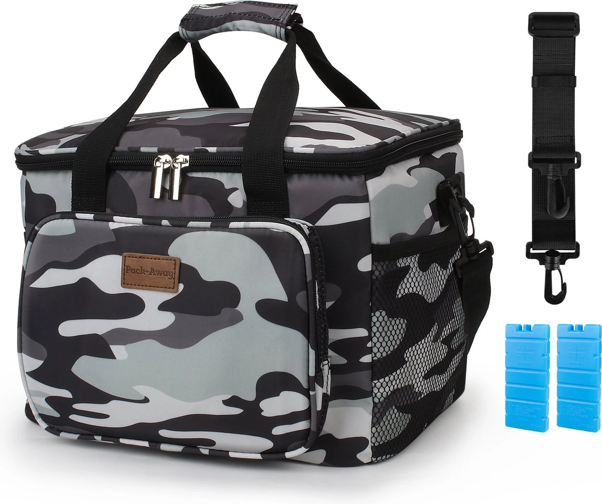 Packaway 4 Laags Geïsoleerde Koeltas - Lunchtas 15 Liter - Camouflage Grijs