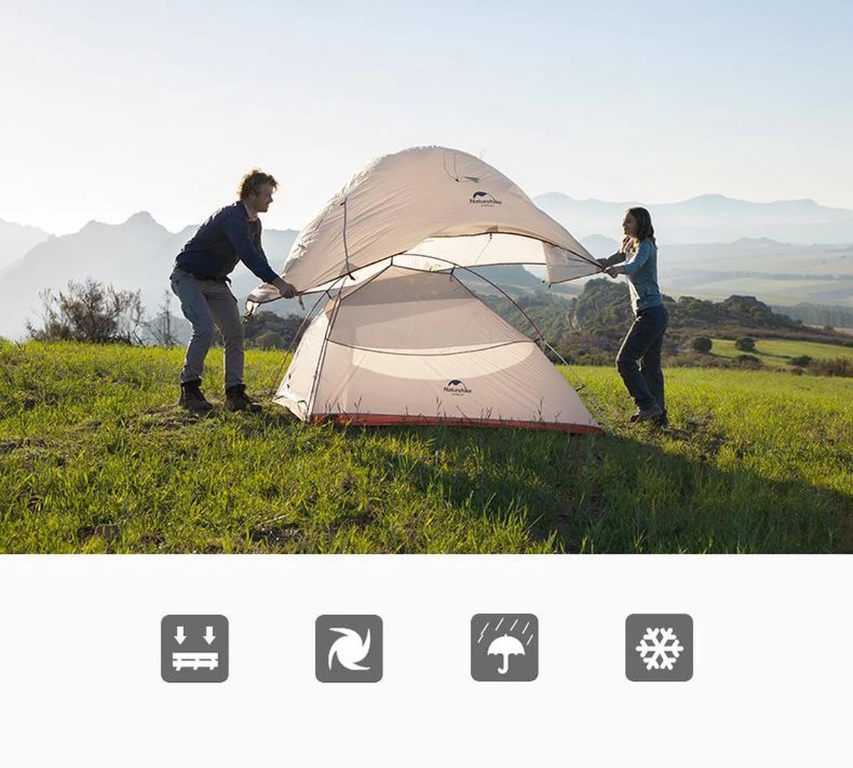 Cloud Up 1 Upgraded - Naturehike® - 1 Persoons Tent - Lichtgewicht Tent - Incl. Grondzeil - 210T 3000mm - Outdoor - Waterdicht - Hiking & Wandelen - Afbeelding 6