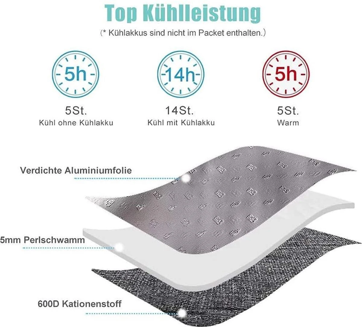 HN® Lunchtas Grijs Pijlen, Geïsoleerde Koeltas, Lekvrij, Extra Grote Opening Voor De Lunch Box, 25×16,5×26cm Design Heren En Dames - Afbeelding 7