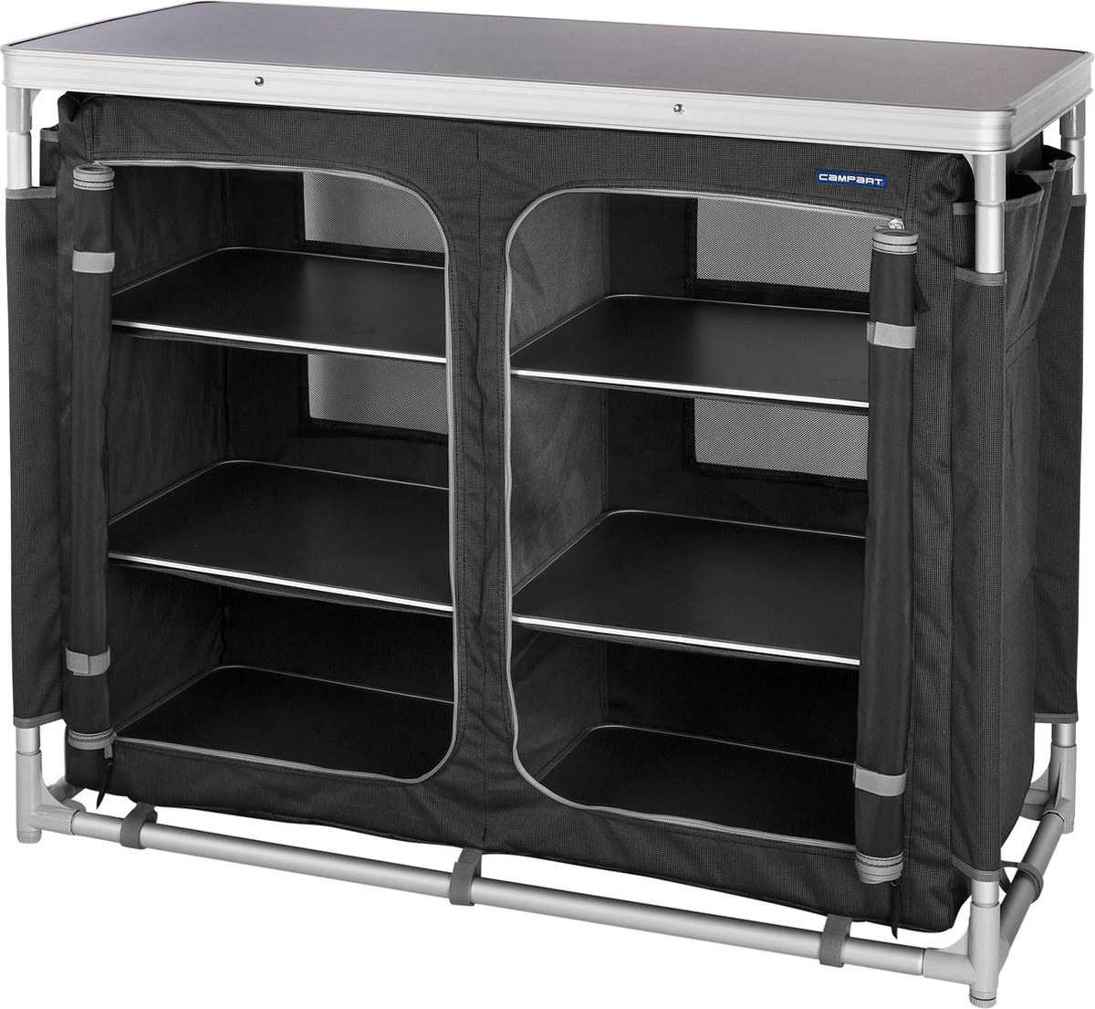 Campart Campingkeuken KI-0734 - Campingkast Groot - 4 Verstelbare Poten - Opvouwbaar En Lichtgewicht - Inclusief Opbergtas - Grijs - Afbeelding 10