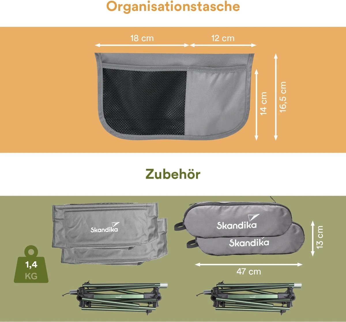 Skandika Campingstoel Compact SET – Campingstoelen – Campingstoel Tot 150 Kg Belastbaar - Kampeerstoel, Visstoel, Kleine Pakmaat, Opvouwbaar, Stabiel, Licht, Comfortabel Gepolsterd – Draagtas Meegeleverd – Vouwstoel – Kampeermeubelen – Grijs - Afbeelding 7