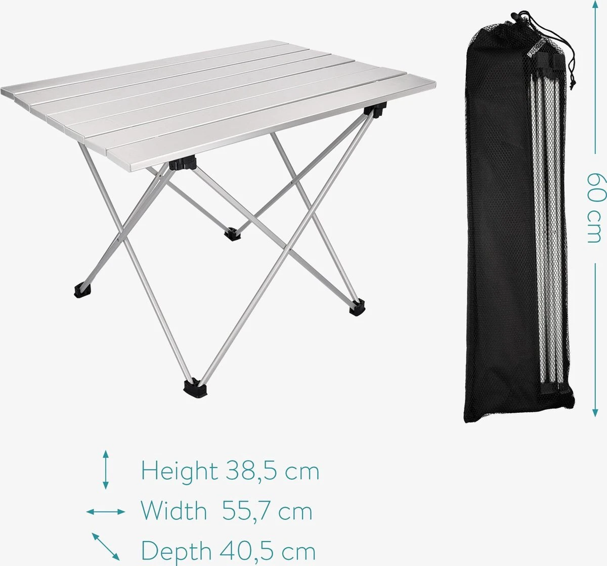 Navaris Campingtafel - Inklapbaar Campingtafeltje Van Aluminium - Opvouwbare Tafel Inclusief Draagtas - Picknicktafel - Zilver - Afbeelding 6