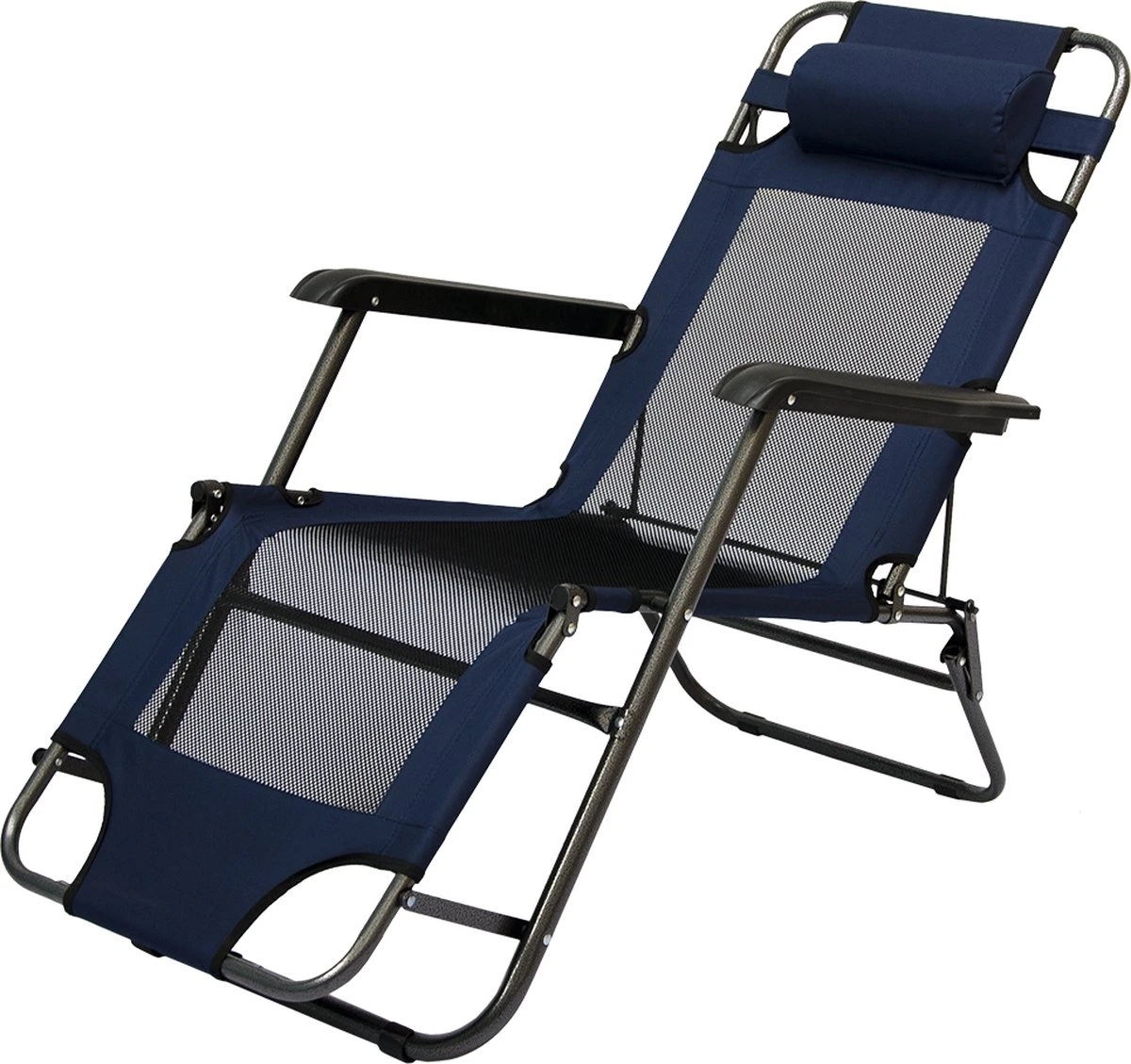 Ligstoel 155x60cm - Opvouwbaar Campingstoel Ligbed Strandstoel Tuinstoel Vouwligstoel Blauw - Afbeelding 8