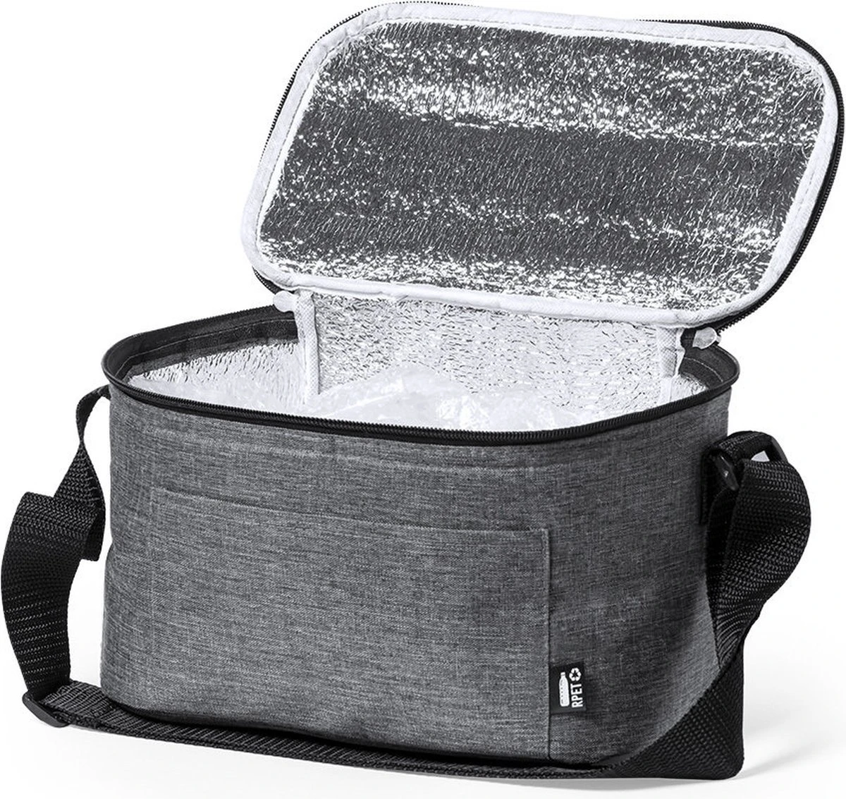 Merkloos Koeltas - Lunchtas - Koeltasje Lunch - Koelelementen - Isolatie - Volwassenen - Dames - Heren - RPET - Polyester - Aluminium - Grijs - Afbeelding 2