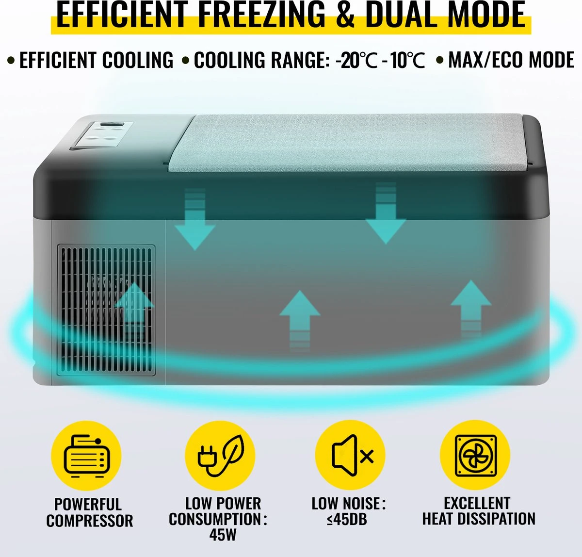VEVOR - Coolbox - Koelbox 15L - Elektrische Coolbox - Draagbare Mini Koelkast - Draagbare Auto Vriezer 12/24Volt - Afbeelding 4