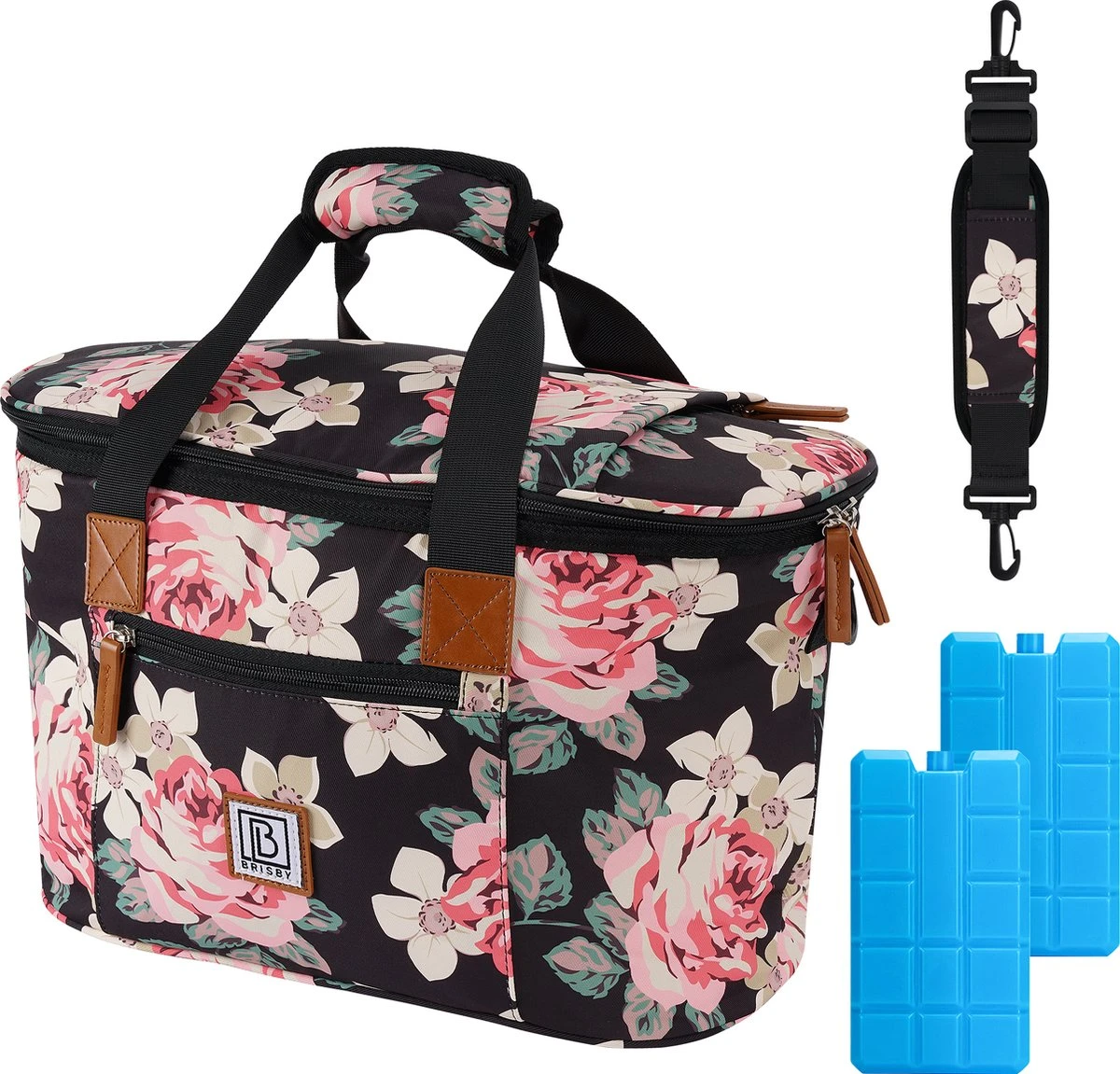 Brisby 4 Laags Geïsoleerde Koeltas - Boodschappentas 21 Liter - Bloemetjes