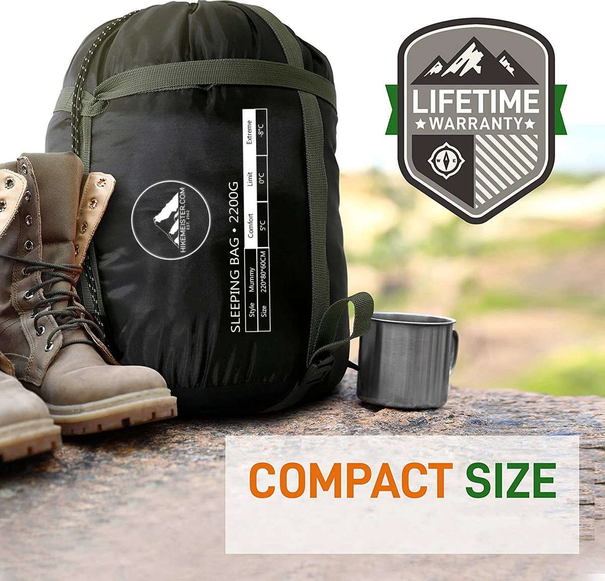 HikeMeister® Outdoor Survival Fishing Mummy Slaapzak 230 X 80 Cm -8°C - Afbeelding 4