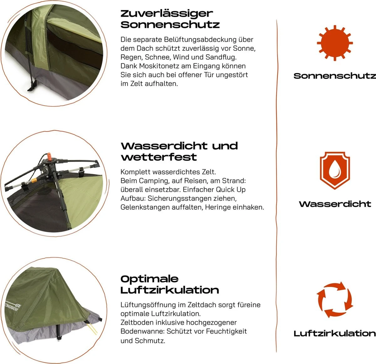 Where Tomorrow Solo Tent 220X80X50 Cm - Groen - 1 Persoons - Afbeelding 6