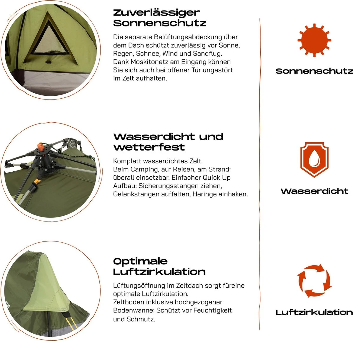 Where Tomorrow Solo Tent 225X100X57 Cm - Groen - 1 Persoons - Afbeelding 5