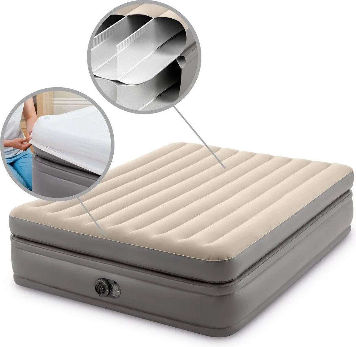 Intex Prime Comfort - Luchtbed - 2-Persoons - 152x203x51 Cm (BxLxH) - Grijs - Met Ingebouwde Motorpomp - Afbeelding 8
