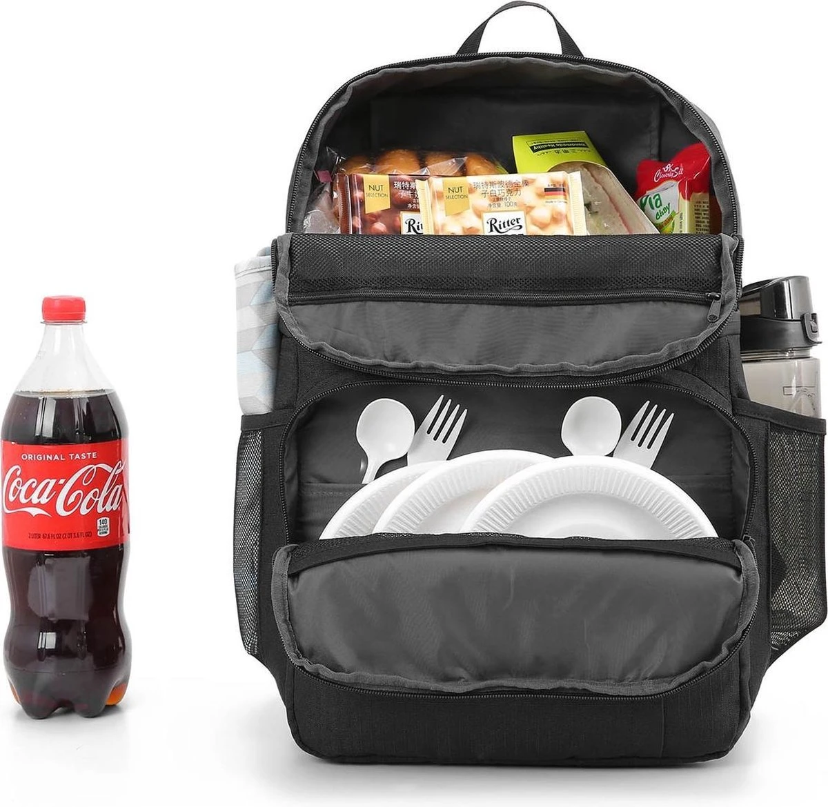 Koeltas Rugzak (28L) - Geschikt Voor 16 Blikjes - Lunchtas Voor Dames En Heren - Zwart - Afbeelding 2