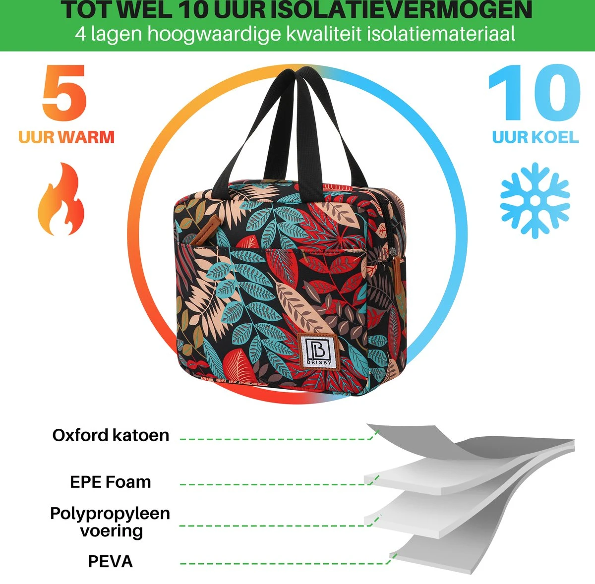 Brisby 4 Laags Geïsoleerde Koeltas - Lunchtas 4 Liter - Jungle - Afbeelding 7