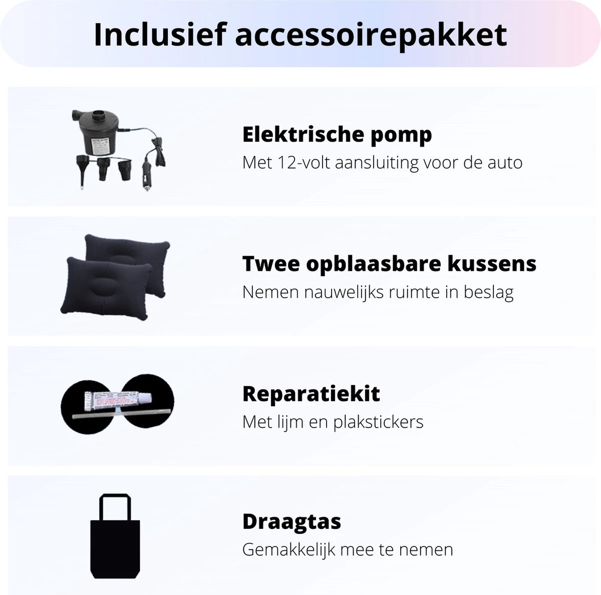 Opblaasbaar Auto Matras - Auto Luchtbed Zwart - Achterbank En Achterbak - Tweepersoons 3-in-1 Universeel Automatras - Inclusief Elektrische Pomp En Accessoires - Kampeer Luchtbed Voor Reizen - Afbeelding 2
