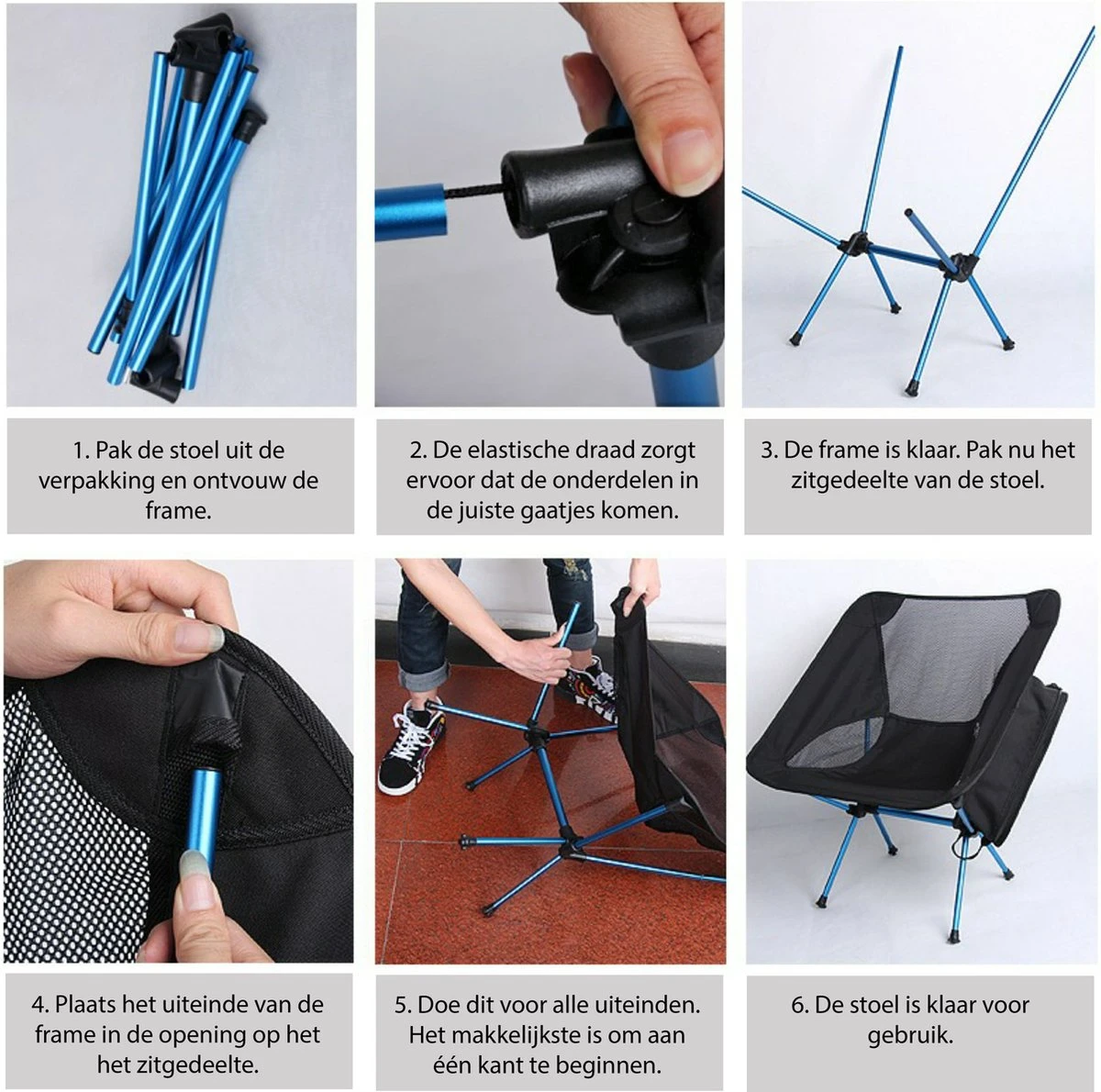 Lopoleis® Campingstoel – Campingstoel Opvouwbaar – Visstoel – Vouwstoel – Strandstoel – Inklapbaar – Lichtgewicht – Outdoor Stoel - Hoge Rugleuning - Afbeelding 6