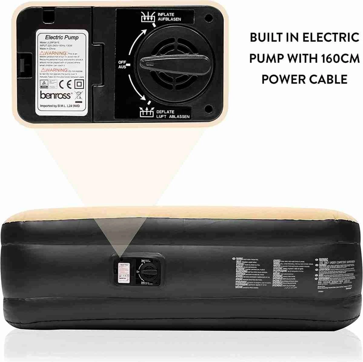 Merkloos Avenli 88030 Hoog Verhoogd Gevlokt Luchtbed | Queensize | Ingebouwde Pompen | Snelle En Gemakkelijke Inflatie - Afbeelding 5