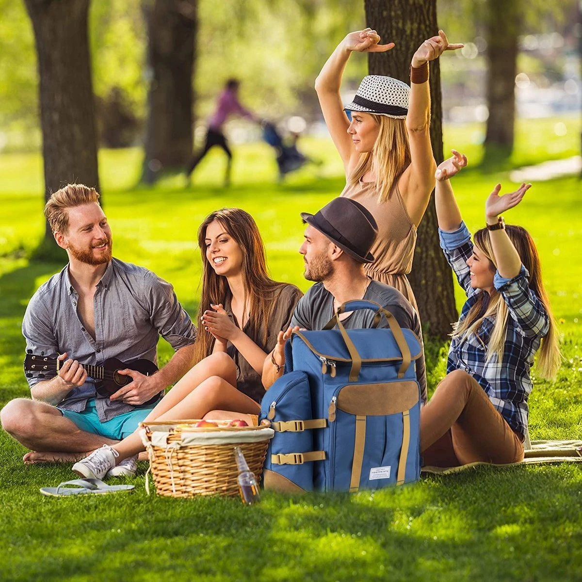 Cabinmax Koeltas - Koelrugzak - Picknick - Picknicktas Met Flessenhouder - Koelrugtas 24L - Olive Green - Afbeelding 5