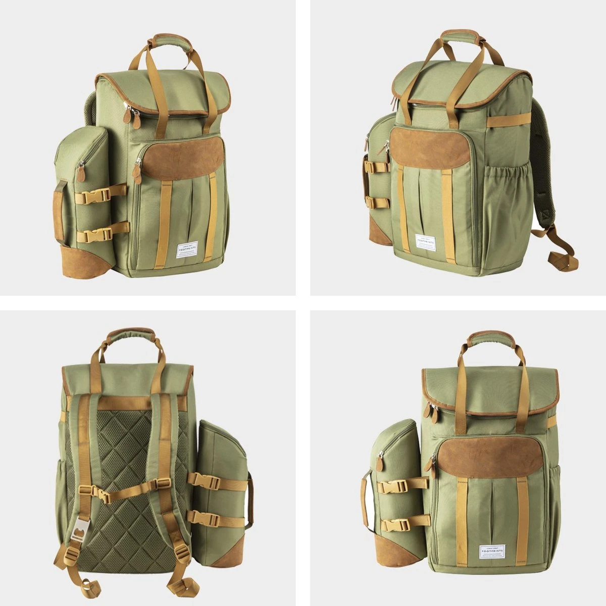 Cabinmax Koeltas - Koelrugzak - Picknick - Picknicktas Met Flessenhouder - Koelrugtas 24L - Olive Green - Afbeelding 8