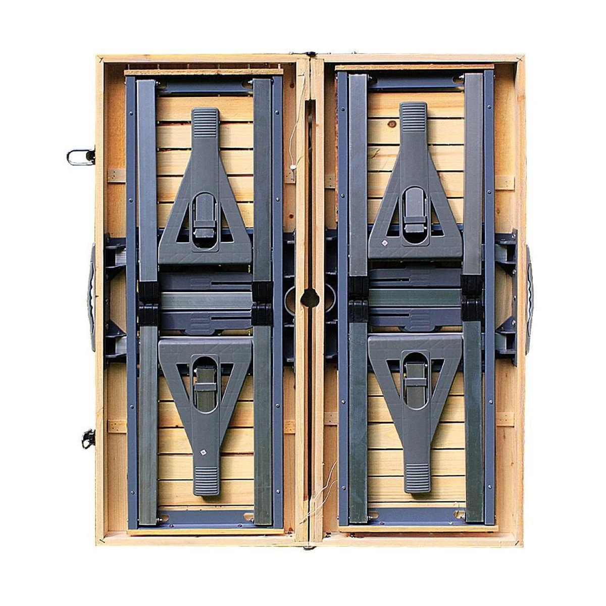 Merkloos Deuba Picknicktafel Campingtafel - Opvouwbaar Voor 4 Personen - Hout En Aluminium - Afbeelding 4