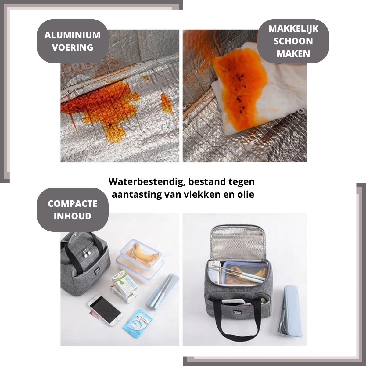 Lunchtas Volwassenen - Lunchbox - Koeltas - Grijs - SEVEND® - Afbeelding 2