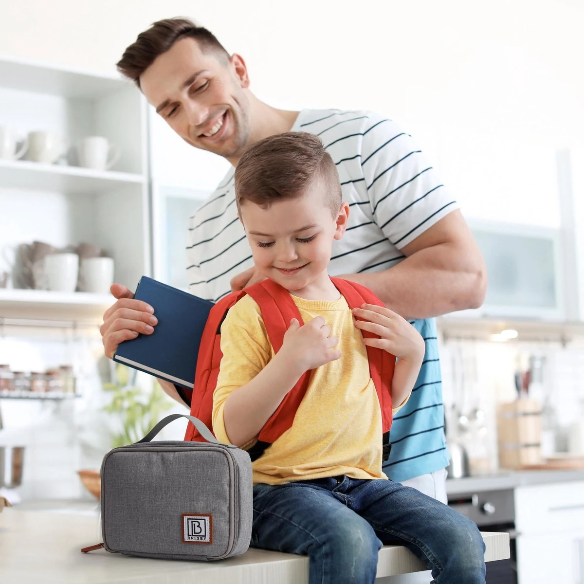 Brisby 4 Laags Geïsoleerde Koeltas - Lunchtas 1.5 Liter - Lichtgrijs - Afbeelding 3