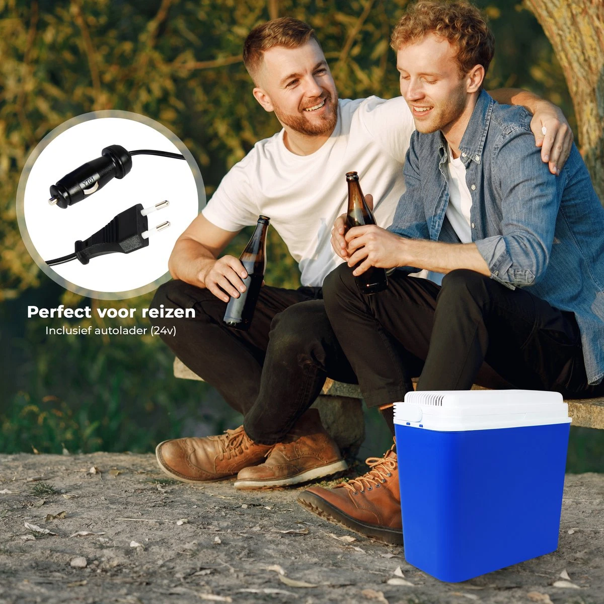 Niceey Thermo Elektrische Koelbox - 24 Liter - Koelbox Elektrisch 12v 230 Volt - Coolbox - Koelt & Verwarmt - Blauw - Afbeelding 3