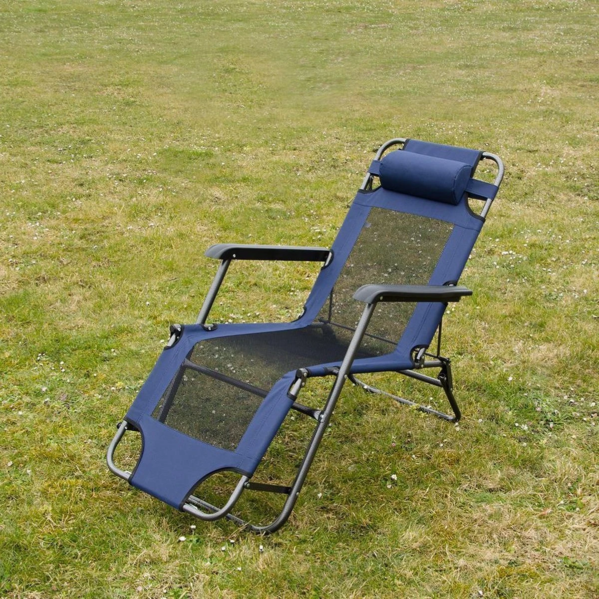 Ligstoel 155x60cm - Opvouwbaar Campingstoel Ligbed Strandstoel Tuinstoel Vouwligstoel Blauw - Afbeelding 16
