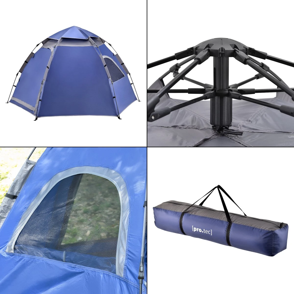 Pro-Tec Tent Nybro Automatisch 240x205x140 Cm Blauw - Afbeelding 2