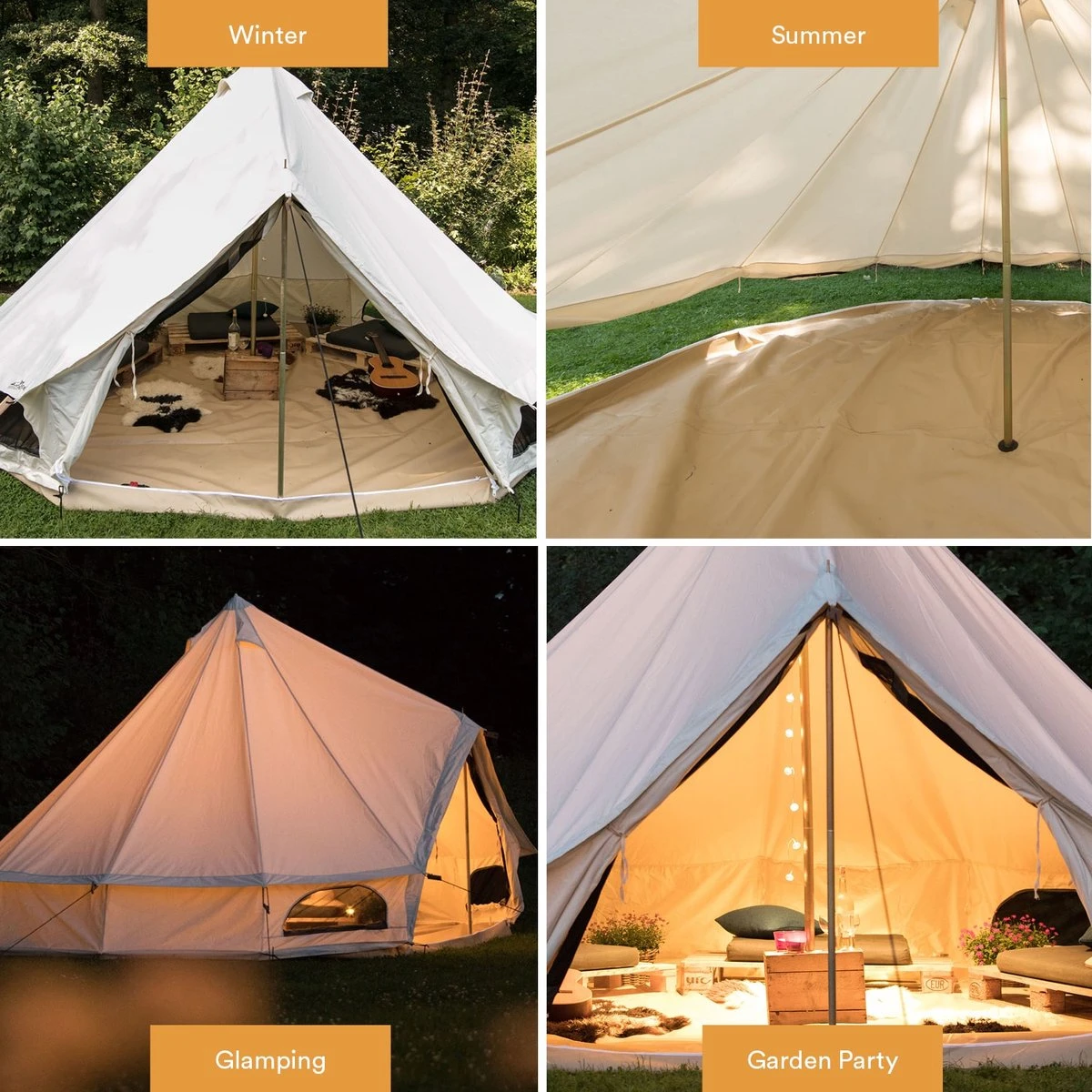Skandika Tipii 400 Canvas Tent – Tipi-tenten – 8 Persoons Familietent - Campingtent – Muggengaas – 250 Cm Stahoogte – 400 Cm Diameter – 4000 Mm Waterkolom – Indische Tent, Partytent, Festivaltent – Outdoor, Camping, Tuin – Kamperen – Wit - Afbeelding 6