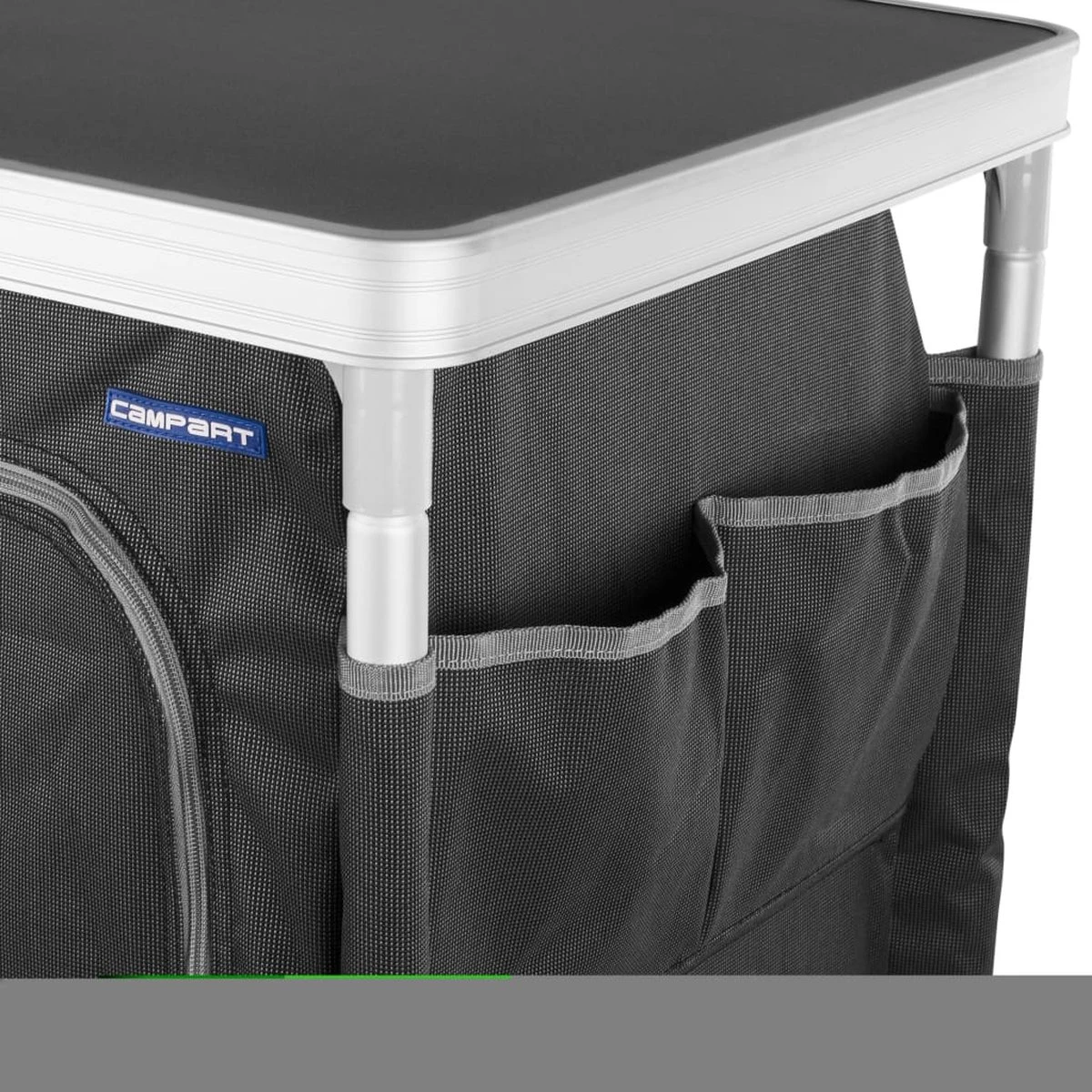 Campart Campingkast CU-0719 – Opvouwbaar En Verstelbaar - 4 Verstelbare Poten - 3 Lagen - Aluminium Frame - Grijs - Afbeelding 6