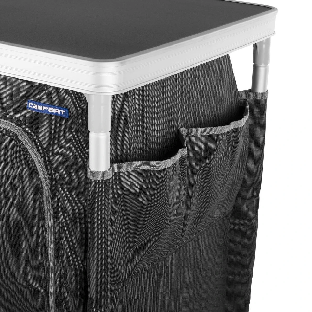 Campart Campingkast CU-0719 – Opvouwbaar En Verstelbaar - 4 Verstelbare Poten - 3 Lagen - Aluminium Frame - Grijs - Afbeelding 12