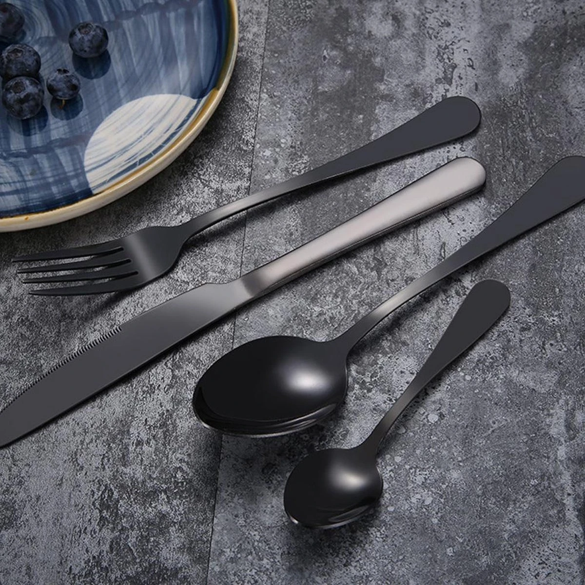 SMILON Bestekset In Koffer Zwart - 16 Delig Messen Vorken Lepels Voor 4 Personen - Camping - Ideaal Voor Reizen, Kamperen, Thuis - Afbeelding 3