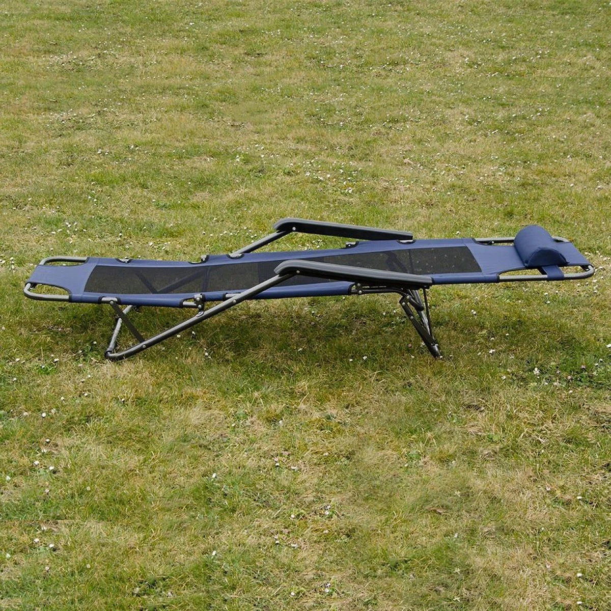 Ligstoel 180x60cm - Opvouwbaar Campingstoel Ligbed Strandstoel Tuinstoel Vouwligstoel Blauw - Afbeelding 8