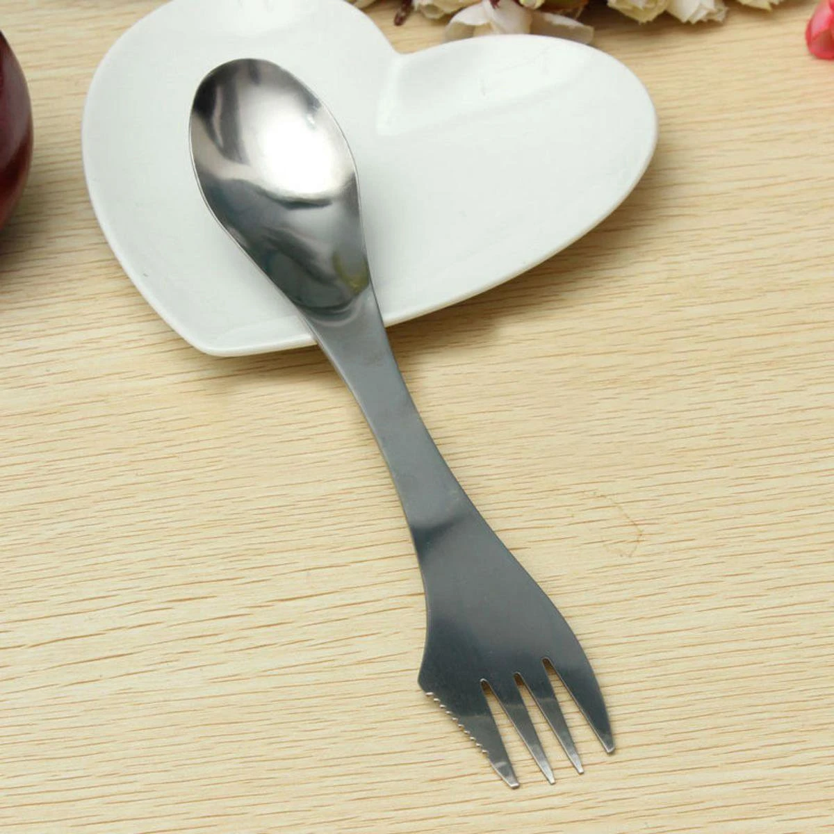 KELERINO. RVS Spork - Survival Outdoor Camping - Vork, Lepel & Mes - Afbeelding 7