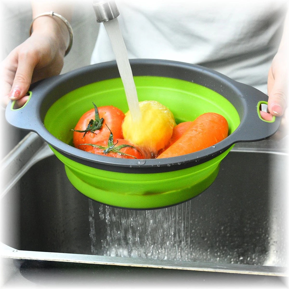 Merkloos Inklapbare Vergiet - Opvouwbaar - Groot - Blauw - Siliconen - Afbeelding 5